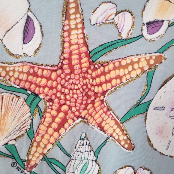 Vintage 80's Beach Sea Shell Oversized T Shirt Dress / Beach Cover Up / One Size - Picture 5 of 5